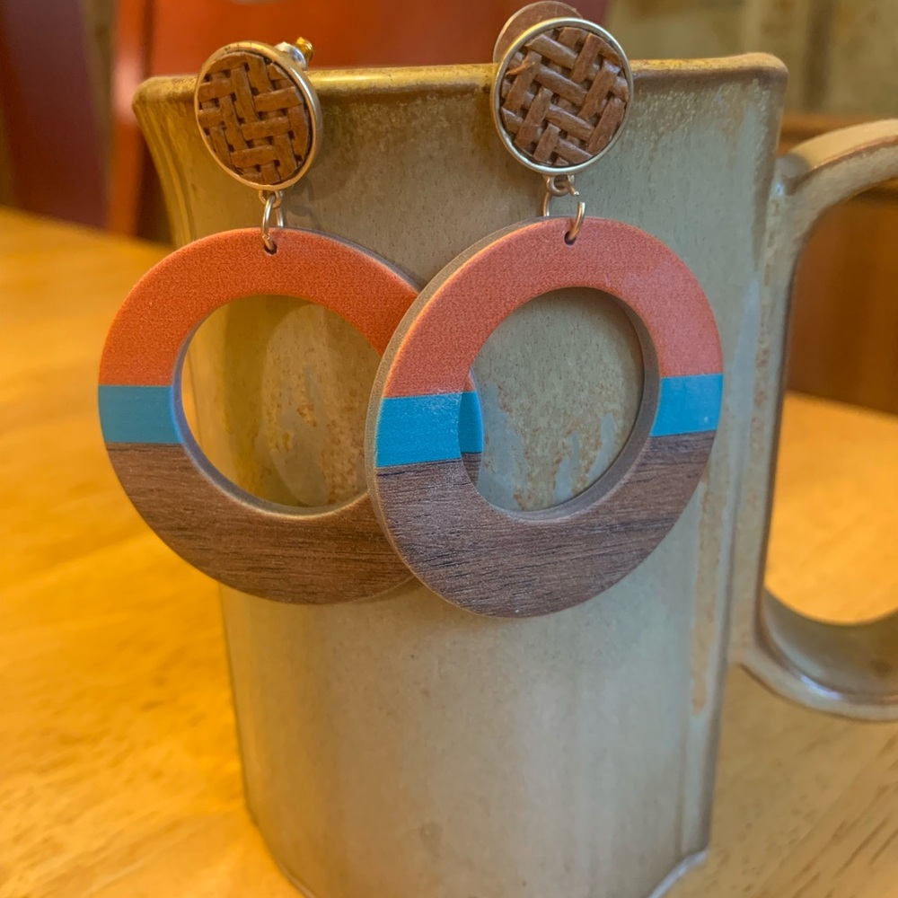 Colorful Wooden Hoop Earrings
